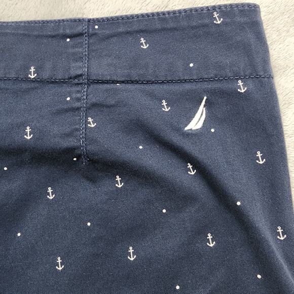 Nautica Short Womens 8 Blue Anchor Print Tailored Stretch Cotton Nautical Preppy - Picture 3 of 11